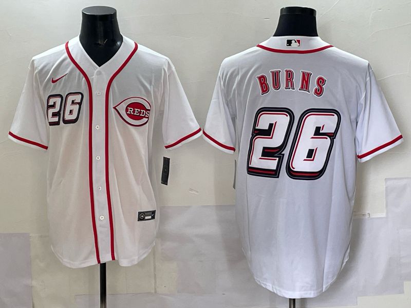 Men 2025 Cincinnati Reds #26 Burns White Nike MLB Jersey style 06->cincinnati reds->MLB Jersey